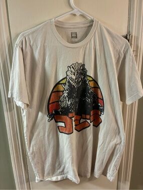 Men's Medium Short Sleeve Crew Neck Godzilla Graphic T Shirt White
